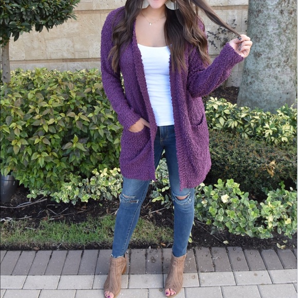 purple popcorn cardigan